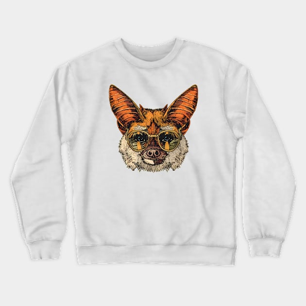 Furry Fashionista: The Bat with Specs Appeal! Crewneck Sweatshirt by Carnets de Turig